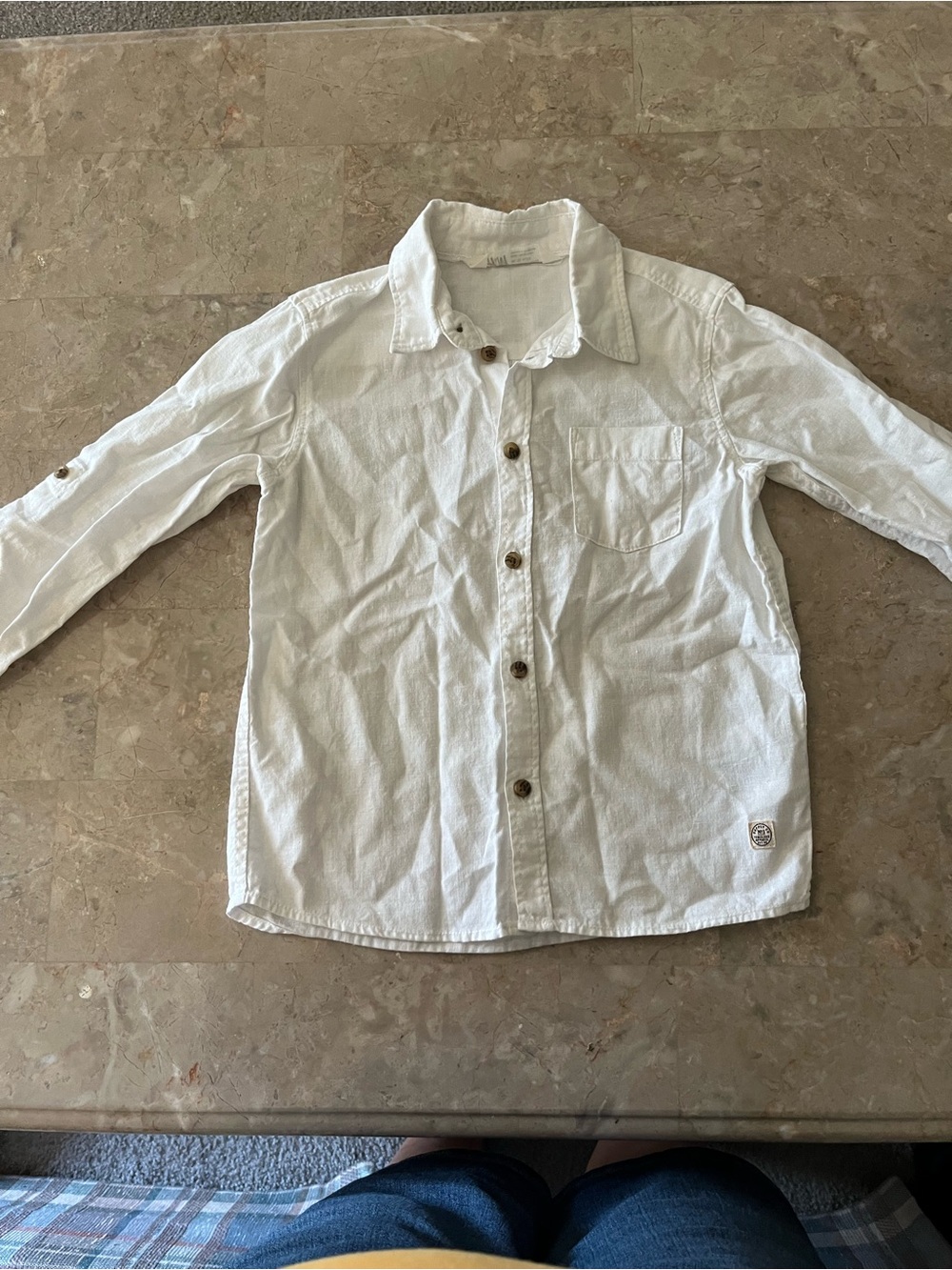 H&M White Button-Down Kids Long Sleeve Shirt